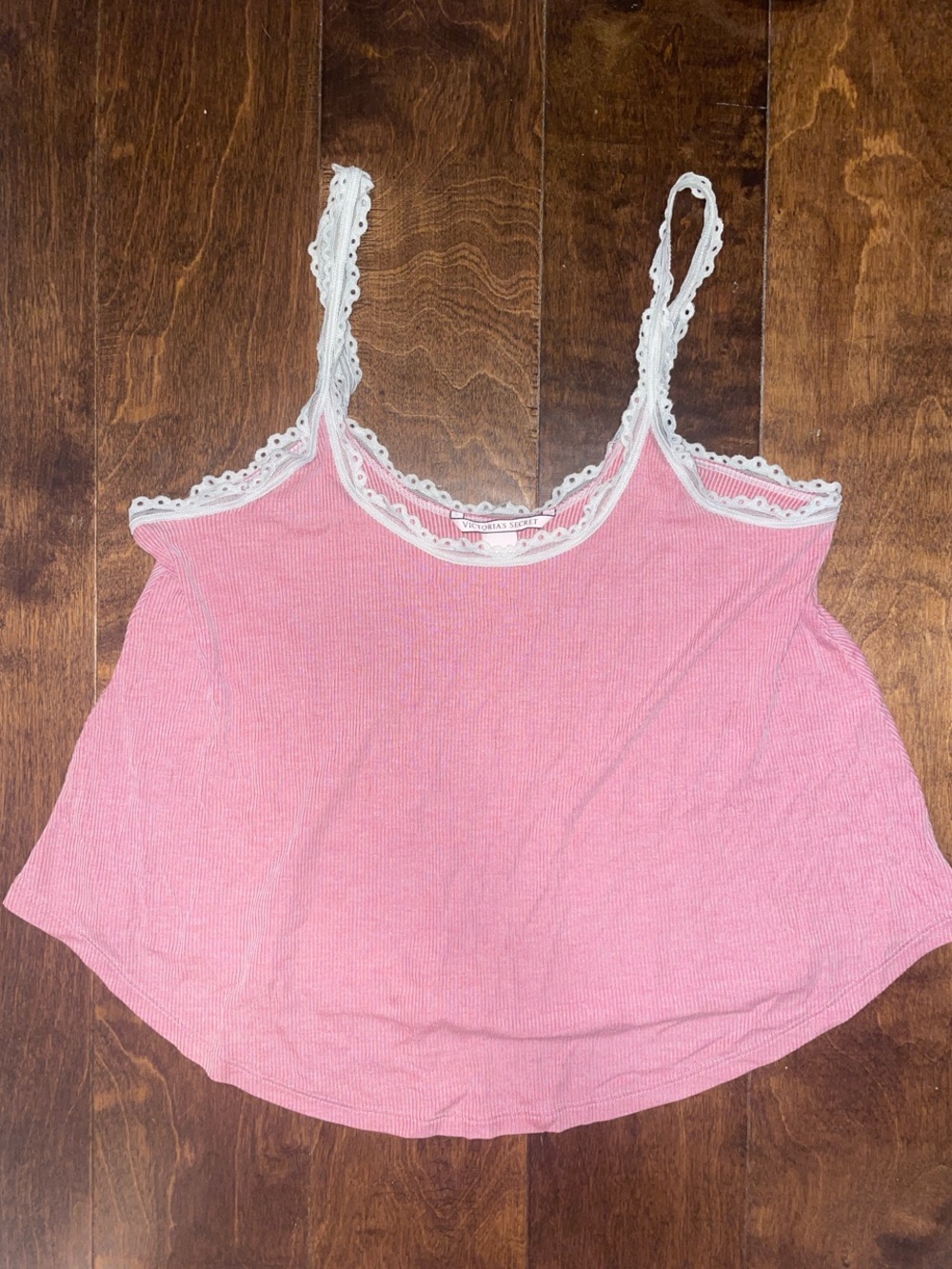 Victoria's Secret Pink Ribbed Lace-Trim Cami